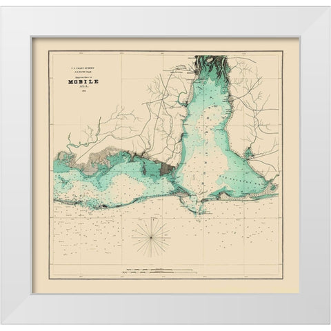 Approaches to Mobile Alabama - Bache 1864 White Modern Wood Framed Art Print by Bache