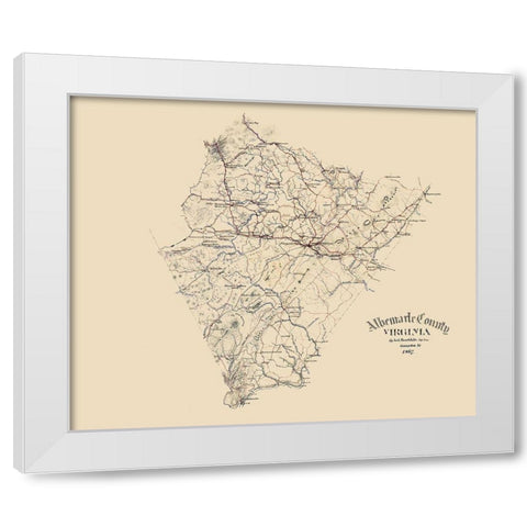 Albemarle County Virginia - Hotchkiss 1867 White Modern Wood Framed Art Print by Hotchkiss