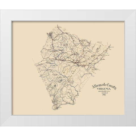 Albemarle County Virginia - Hotchkiss 1867 White Modern Wood Framed Art Print by Hotchkiss