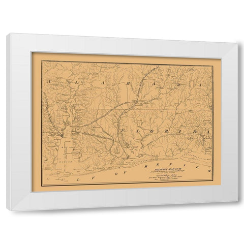 Alabama South Florida West Military - Hains 1864 White Modern Wood Framed Art Print by Hains