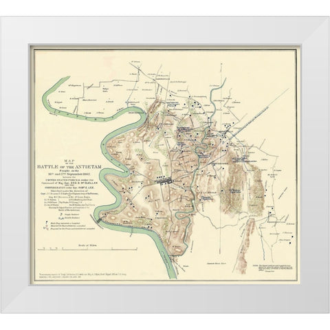 Antietam Battle Pennsylvania - Houston 1862 White Modern Wood Framed Art Print by Houston