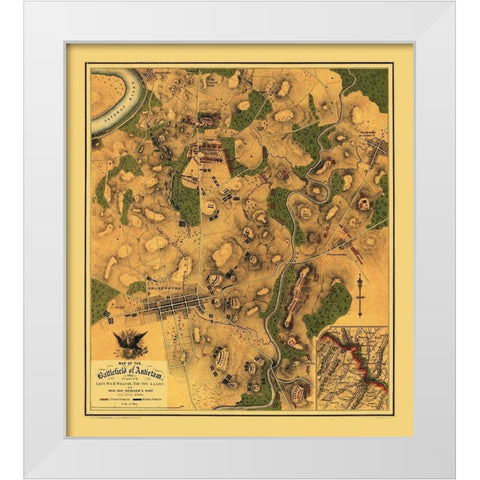 Antietam Battlefield Pennsylvania - Willcox 1862 White Modern Wood Framed Art Print by Willcox