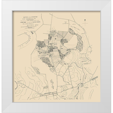 Antietam Battle September 16 to 17 - Houston 1862 White Modern Wood Framed Art Print by Houston