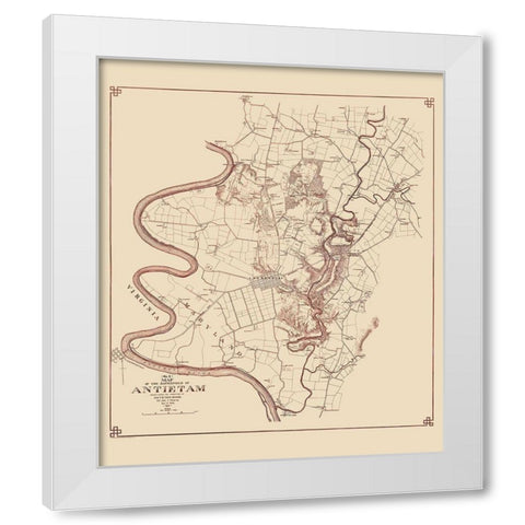 Antietam No. 2 Battlefield - Stearns 1894 White Modern Wood Framed Art Print by Stearns