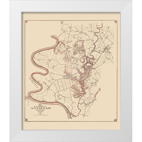 Antietam No. 2 Battlefield - Stearns 1894 White Modern Wood Framed Art Print by Stearns