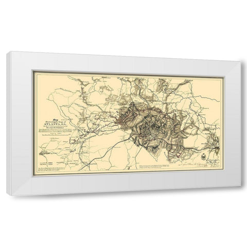 Siege of Atlanta Georgia - Sherman 1865 White Modern Wood Framed Art Print by Sherman