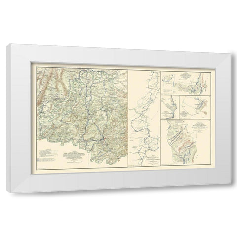 Atlanta Campaign Georgia Civil War - Bien 1864 White Modern Wood Framed Art Print by Bien
