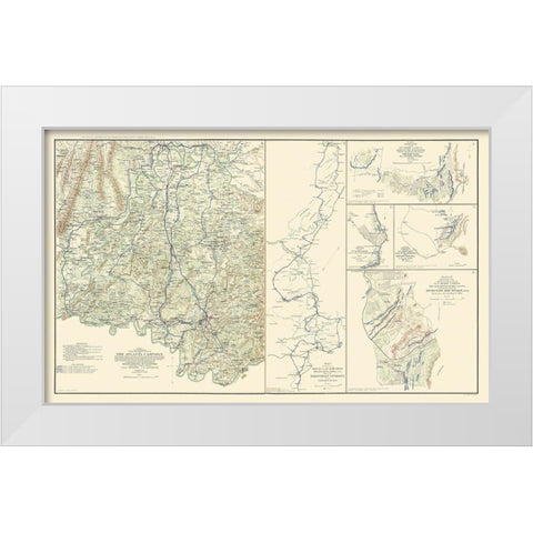 Atlanta Campaign Georgia Civil War - Bien 1864 White Modern Wood Framed Art Print by Bien