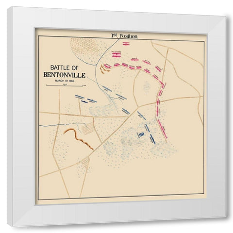 Bentonville Battle 1st Position North Carolina White Modern Wood Framed Art Print by Unknown