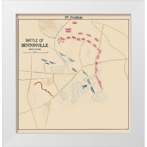 Bentonville Battle 1st Position North Carolina White Modern Wood Framed Art Print by Unknown
