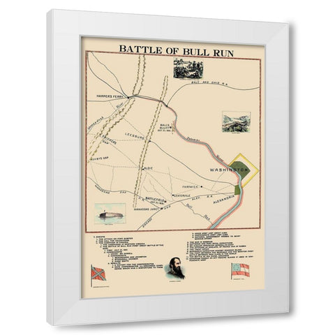 Battle of Bull Run - 1898 White Modern Wood Framed Art Print by Robertson