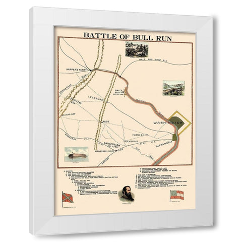 Bull Run Battle Virginia - 1861 White Modern Wood Framed Art Print by Unknown
