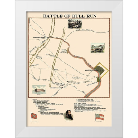 Bull Run Battle Virginia - 1861 White Modern Wood Framed Art Print by Unknown