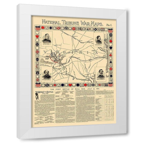 Bull Run First Battle Virginia - 1895 White Modern Wood Framed Art Print by Unknown