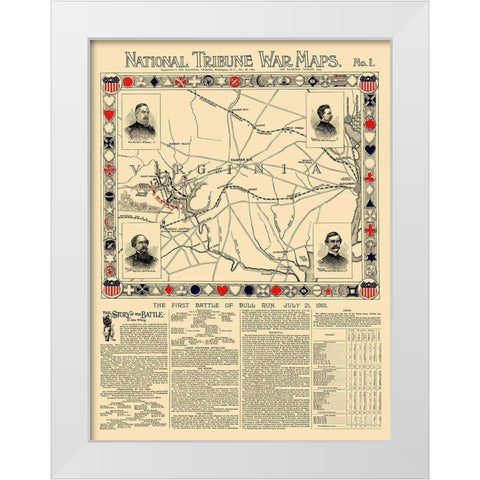 Bull Run First Battle Virginia - 1895 White Modern Wood Framed Art Print by Unknown
