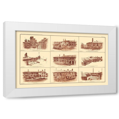 Forts of South Carolina - Bien 1895 White Modern Wood Framed Art Print by Bien