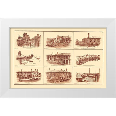 Forts of South Carolina - Bien 1895 White Modern Wood Framed Art Print by Bien