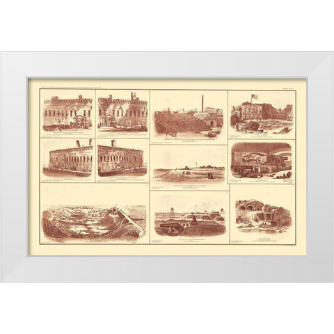 Forts of South Carolina - Bien 1895 White Modern Wood Framed Art Print by Bien