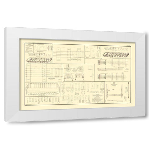 Pontoon Boats Bridges Chess Wagons - Bien 1895 White Modern Wood Framed Art Print by Bien