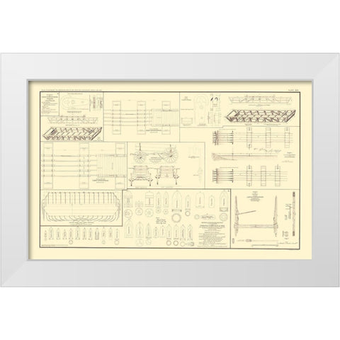 Pontoon Boats Bridges Chess Wagons - Bien 1895 White Modern Wood Framed Art Print by Bien