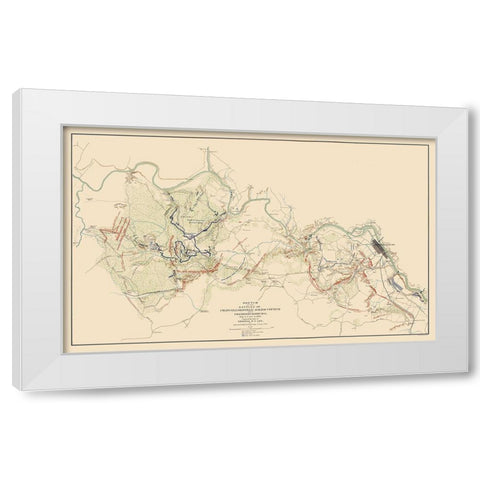 Battles Chancellorsville Salem Fredericksburg White Modern Wood Framed Art Print by Hotchkiss