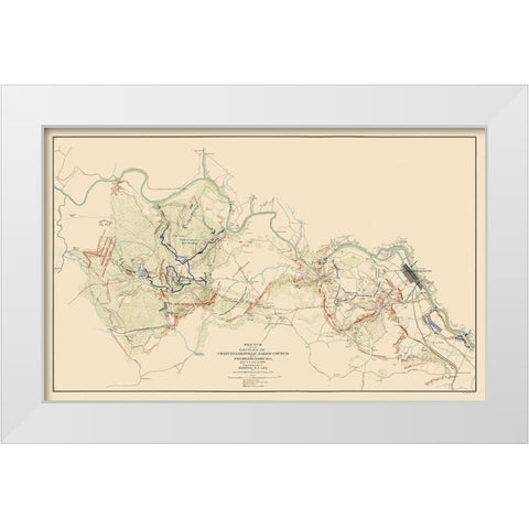 Battles Chancellorsville Salem Fredericksburg White Modern Wood Framed Art Print by Hotchkiss