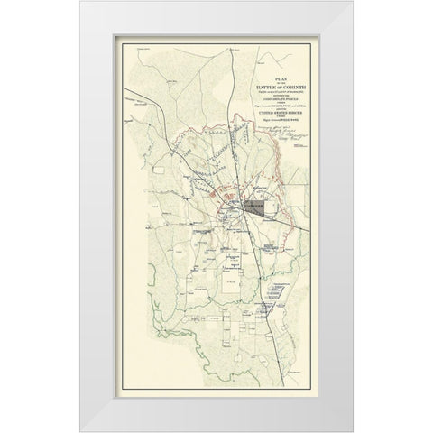 Battle of Corinth Mississippi - Rosecrans 1862 White Modern Wood Framed Art Print by Rosecrans
