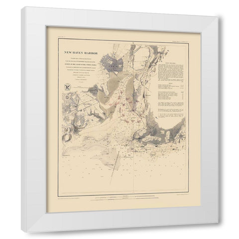 New Haven Harbor - Bache 1846 White Modern Wood Framed Art Print by Bache