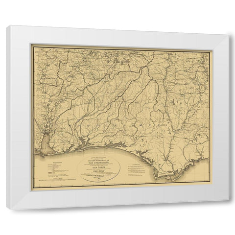 Cumberland of South and Gulf - Callahan 1863 White Modern Wood Framed Art Print by Callahan