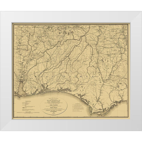 Cumberland of South and Gulf - Callahan 1863 White Modern Wood Framed Art Print by Callahan