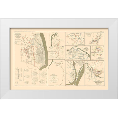 Defenses In Civil War - Bien  1895 White Modern Wood Framed Art Print by Bien