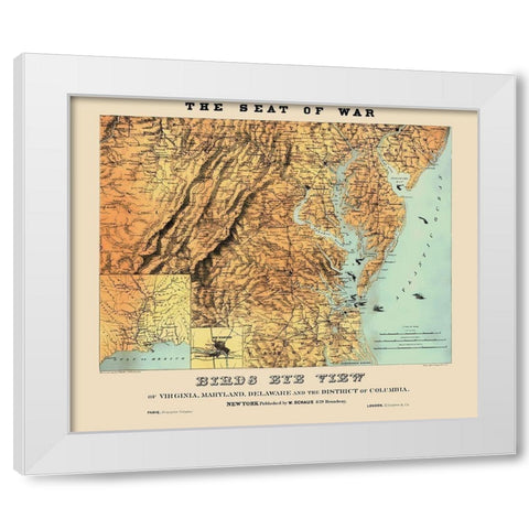 War of Virginia Maryland Delaware Washington DC White Modern Wood Framed Art Print by Schaus