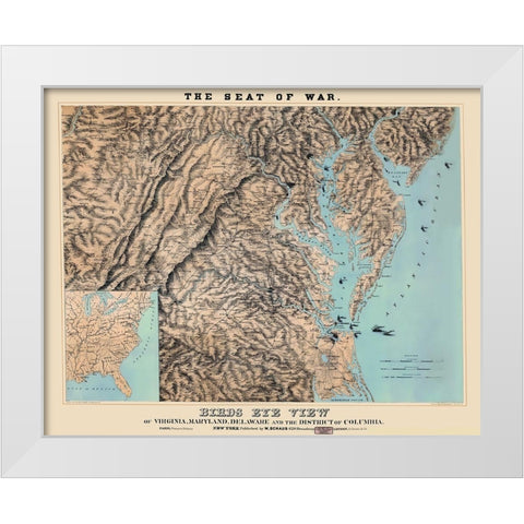 War of Virginia Maryland Delaware Washington DC White Modern Wood Framed Art Print by Schaus