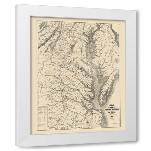 Virginia Maryland Delaware - Blunt 1861 White Modern Wood Framed Art Print by Blunt
