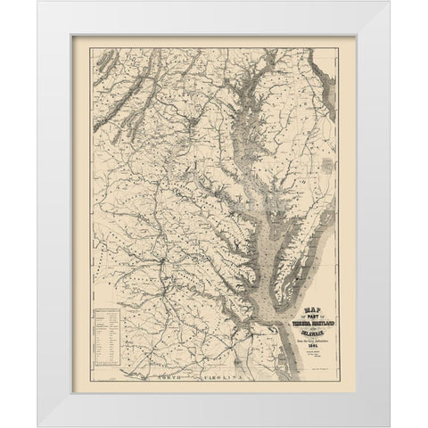 Virginia Maryland Delaware - Blunt 1861 White Modern Wood Framed Art Print by Blunt