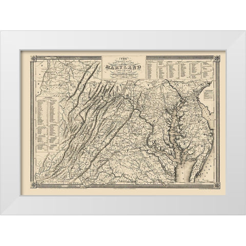 Guide Delaware Maryland Pennsylvania Virginia White Modern Wood Framed Art Print by Lucas