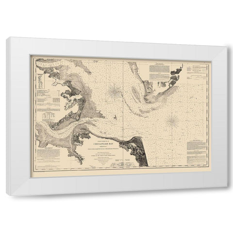 Chesapeake Bay Entrance - Bache 1863 White Modern Wood Framed Art Print by Bache