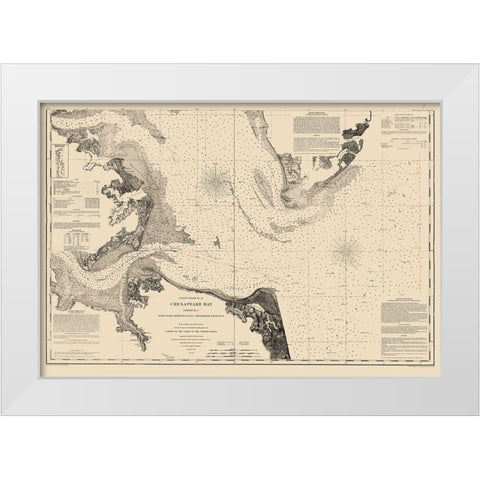 Chesapeake Bay Entrance - Bache 1863 White Modern Wood Framed Art Print by Bache