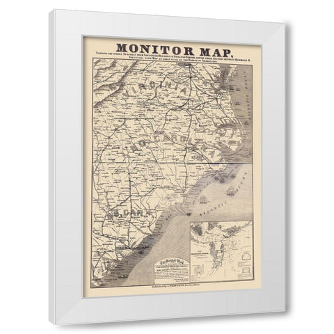 Coast of Carolinas Virginia - Prang 1863 White Modern Wood Framed Art Print by Prang
