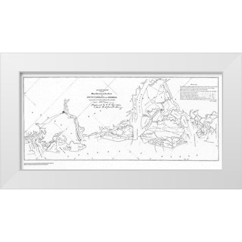 South Carolina Georgia Coast - USCS 1861 White Modern Wood Framed Art Print by USCS