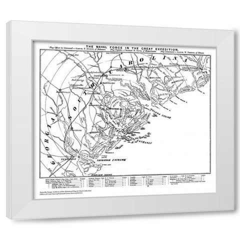 Naval Force Great Expedition Carolina Georgia White Modern Wood Framed Art Print by Unknown