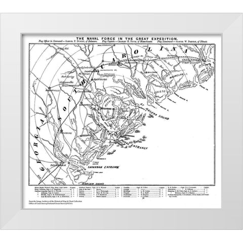 Naval Force Great Expedition Carolina Georgia White Modern Wood Framed Art Print by Unknown