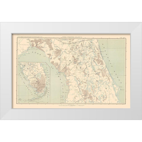 Lower Florida Pennisula - Bien 1895 White Modern Wood Framed Art Print by Bien
