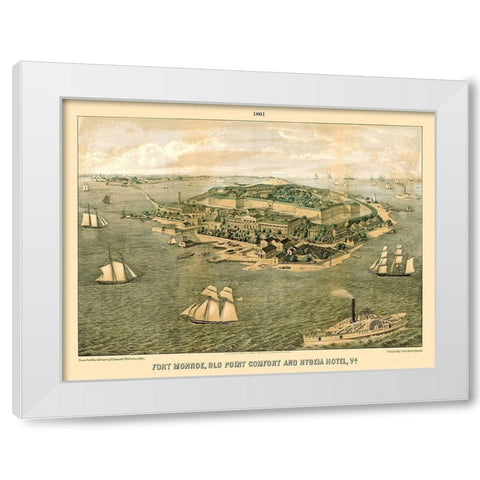 Fort Monroe Old Point Comfort Hygeia Virginia White Modern Wood Framed Art Print by Sachse