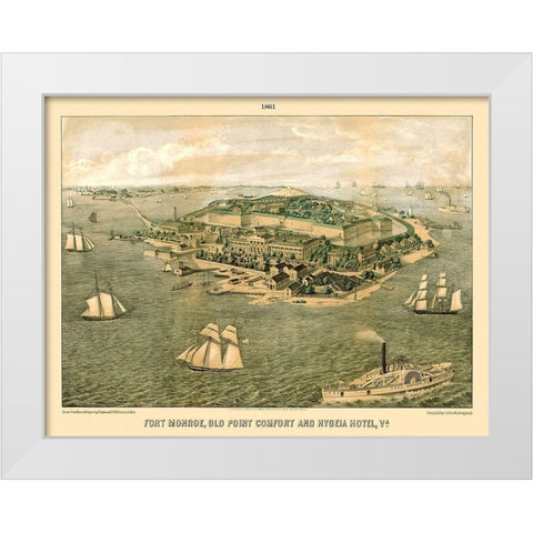 Fort Monroe Old Point Comfort Hygeia Virginia White Modern Wood Framed Art Print by Sachse