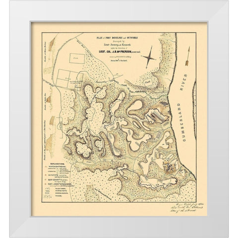 Fort Donelson Outworks Tennessee - McPherson 1876 White Modern Wood Framed Art Print by McPherson