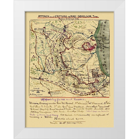 Attack Capture of Fort Donelson Tennessee White Modern Wood Framed Art Print by Grant