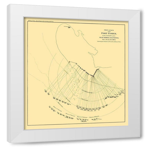 Fort Fisher North Carolina First Attack White Modern Wood Framed Art Print by Porter