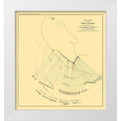 Fort Fisher North Carolina First Attack White Modern Wood Framed Art Print by Porter