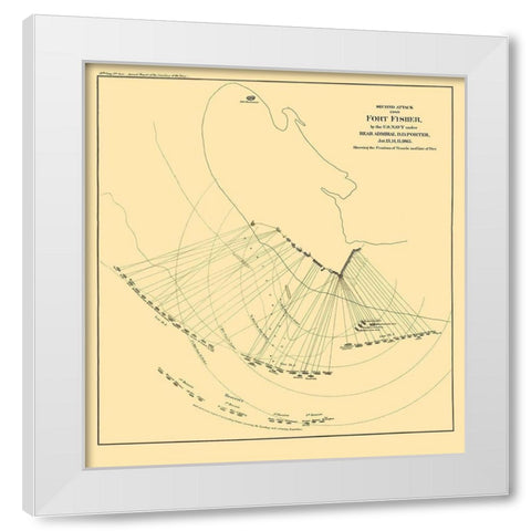 Fort Fisher North Carolina Second Attack White Modern Wood Framed Art Print by Porter